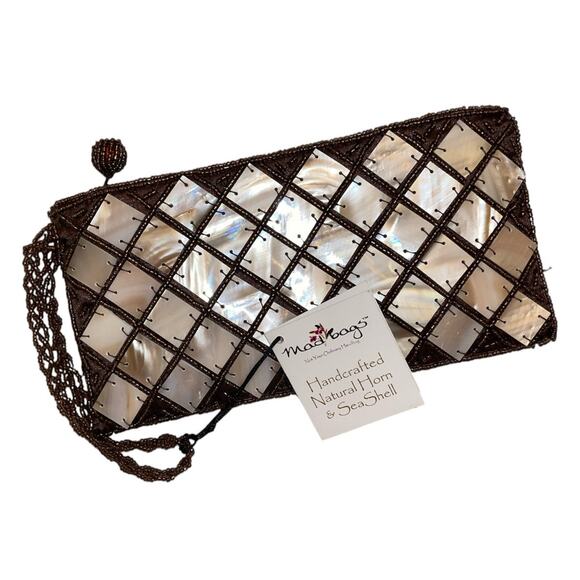 Mad Bags Natural Horn & Sea Shell Mini Clutch Wristlet - Picture 1 of 8